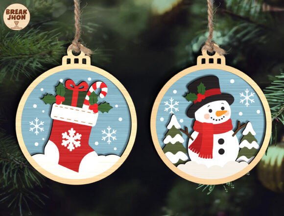 Layered Christmas Ornament SVG Bundle (Design 3) laser cut file