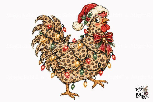 Leopard Chicken Christmas Lights PNG