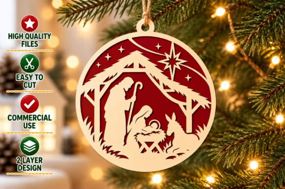 Nativity Christmas Laser Cut Ornament SVG laser cut file