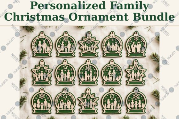 Personalized Family Christmas Bundle laser cut file