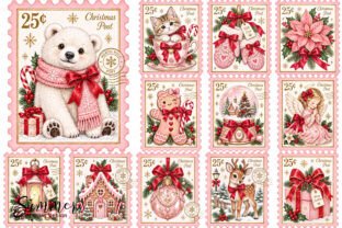 Pink Christmas Coquette Stamps PNG Graphic by Summer Digital Design ...