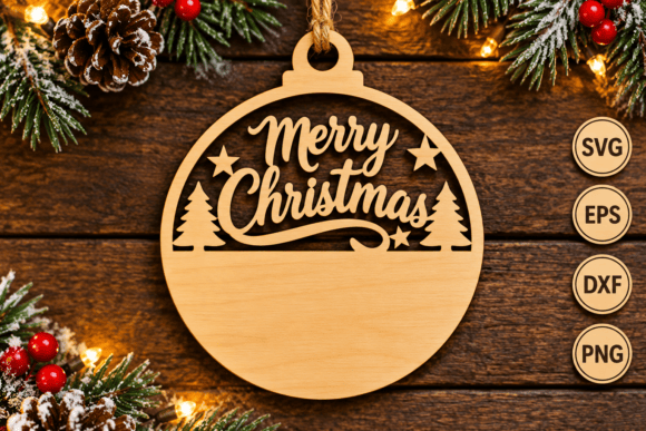 Rustic Merry Christmas Ornament Laser laser cut file
