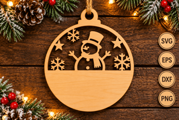 Rustic Snowman Christmas Ornament Laser laser cut file