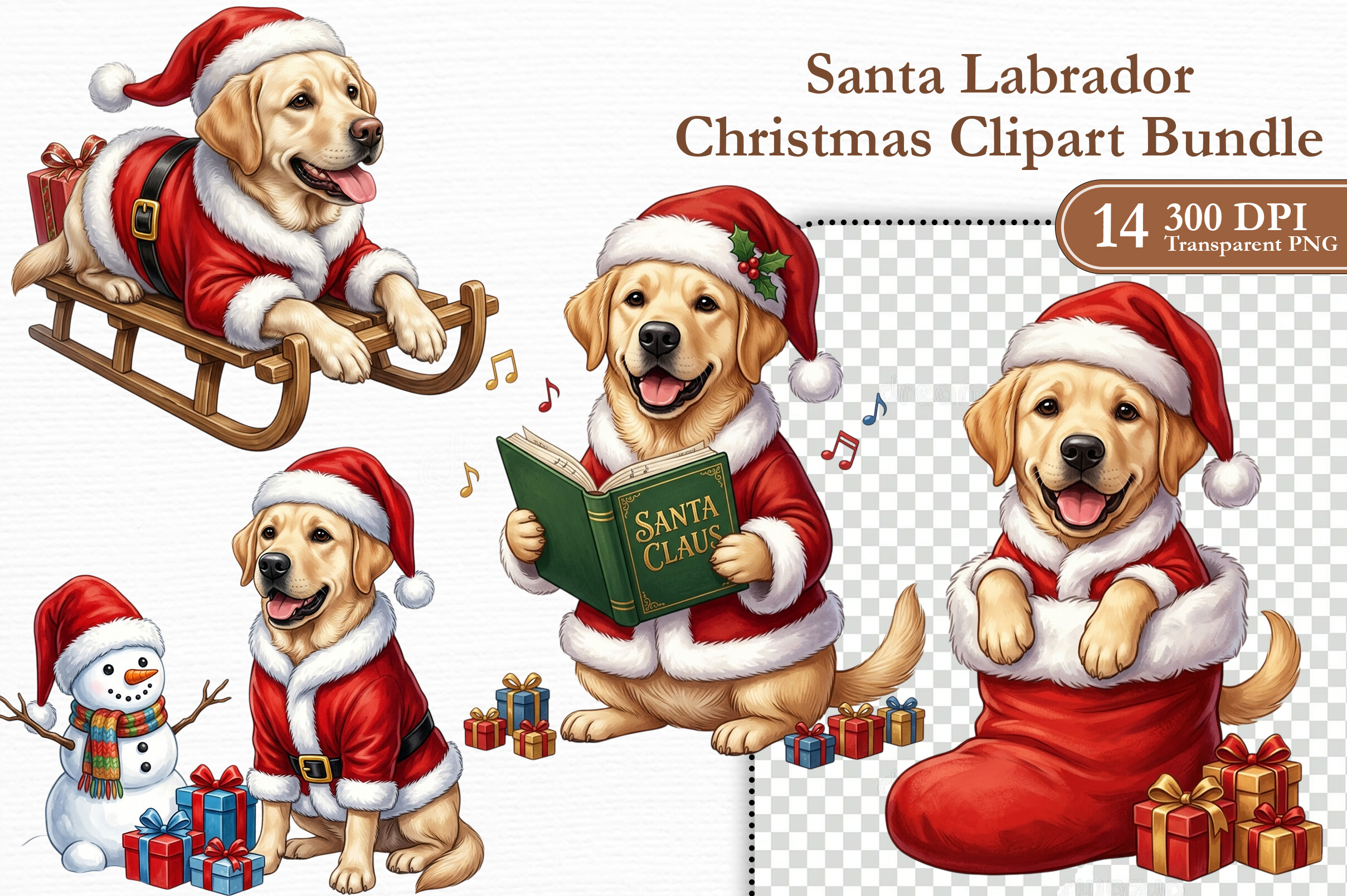 Zone Template Cursive Santa Labrador Christmas Clipart Bundle Graphic by KIDS ZONE · Creative ...