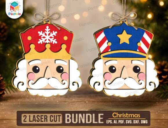 Santa Nutcracker Christmas Ornament SVG laser cut file