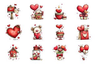 Valentines Day Elements Romantic Clipart Graphic by KDP TEMPLATES ART ...