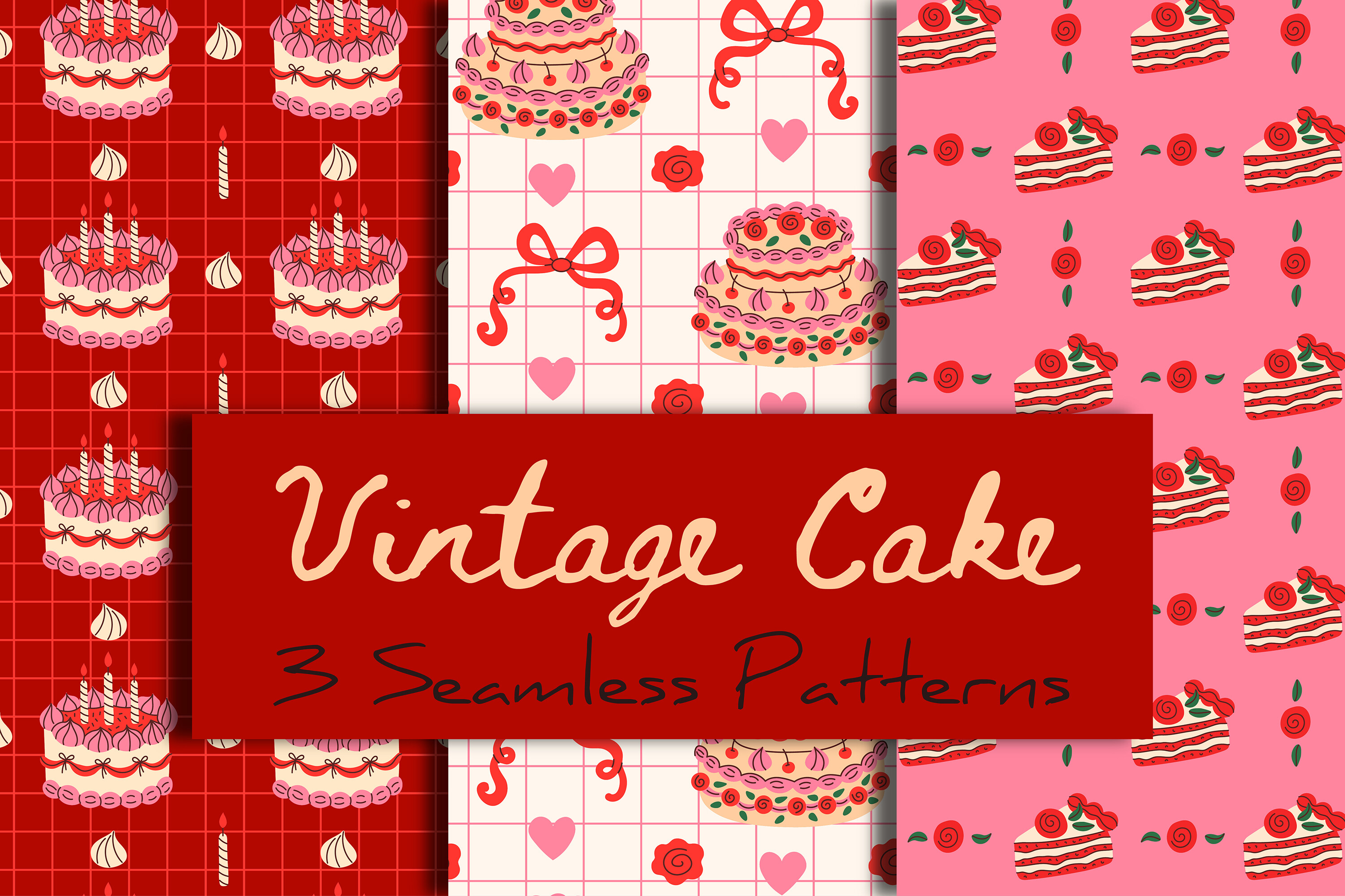 Creative Lettering For Cake Vintage Cake Seamless Patterns & Papers Graphic by Rin Green · Creative ...