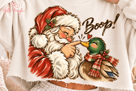 Vintage Santa Mallard Duck Boop PNG