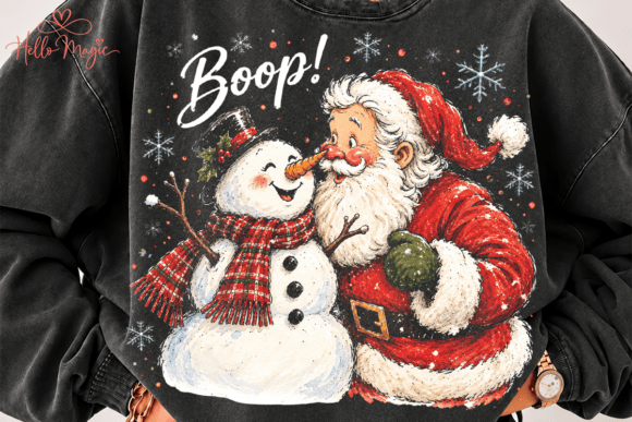 Vintage Santa Snowman Boop Christmas PNG