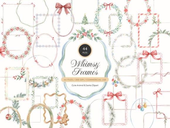 Watercolor Christmas Frame Clipart