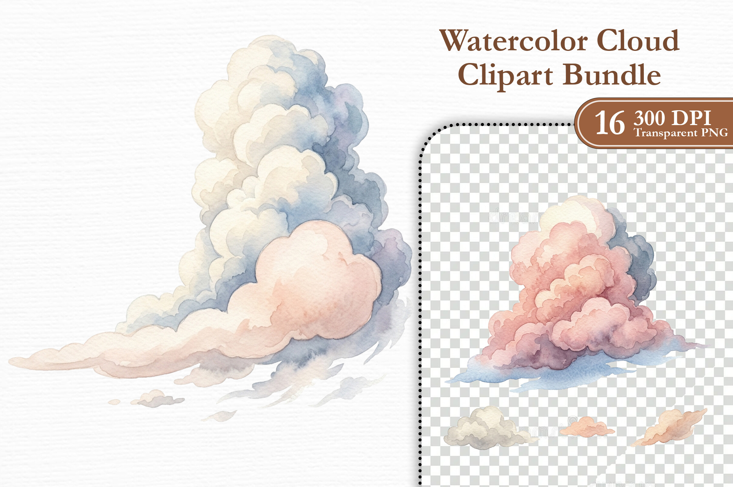 Zone Template Cursive Watercolor Cloud Clipart Bundle Graphic by KIDS ZONE · Creative Fabrica