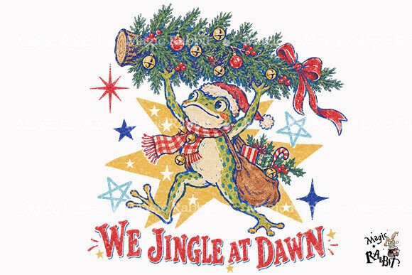 We Jingle at Dawn Christmas Frog PNG