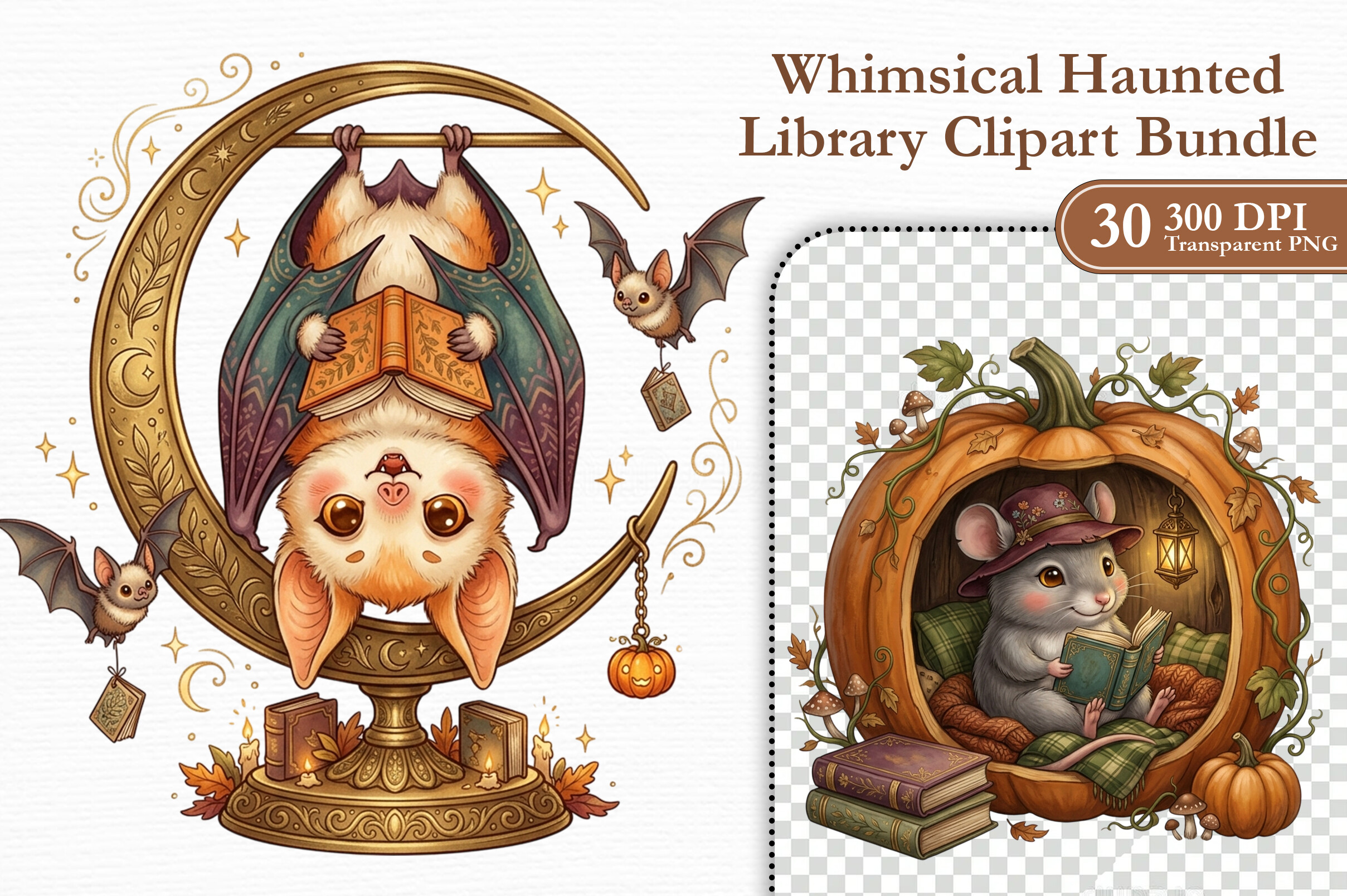 Zone Template Cursive Whimsical Haunted Library Clipart Bundle Graphic by KIDS ZONE ...