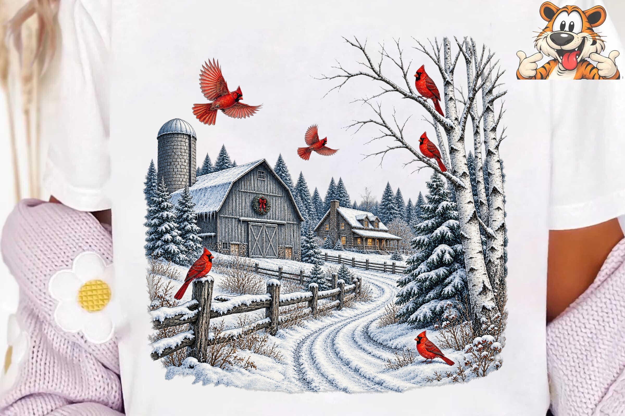 Farm Graphics One Color Winter Cardinal Farm PNG Sublimation Tee Graphic by TigerDesigns ...