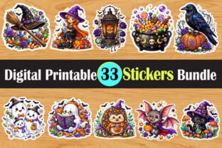 33 Halloween Stickers Design Bundle PNG Graphic by Turtle Studio ...