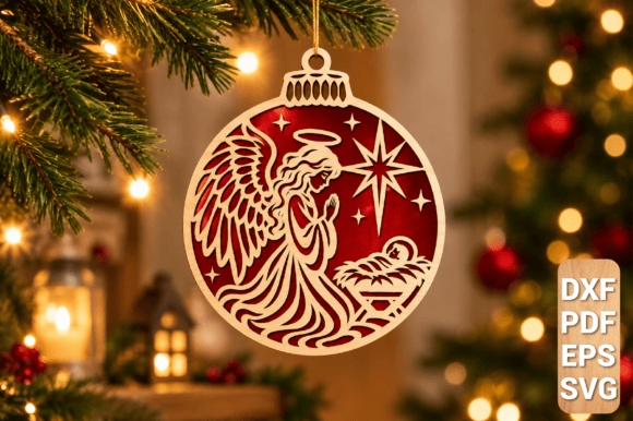 Angel Christmas Ornament Laser Cut SVG laser cut file