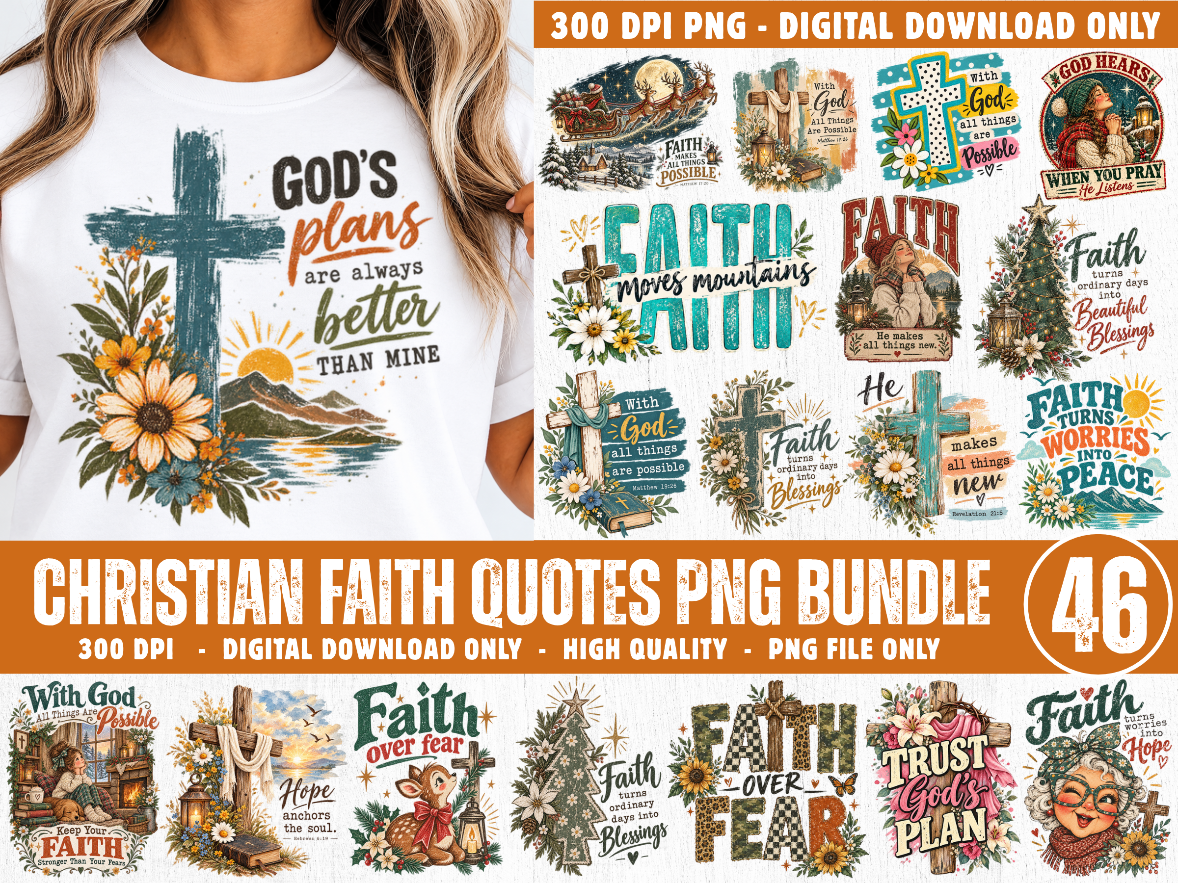 Christian Faith Quotes PNG Bundle, Relig Graphic by Camel Muse ...