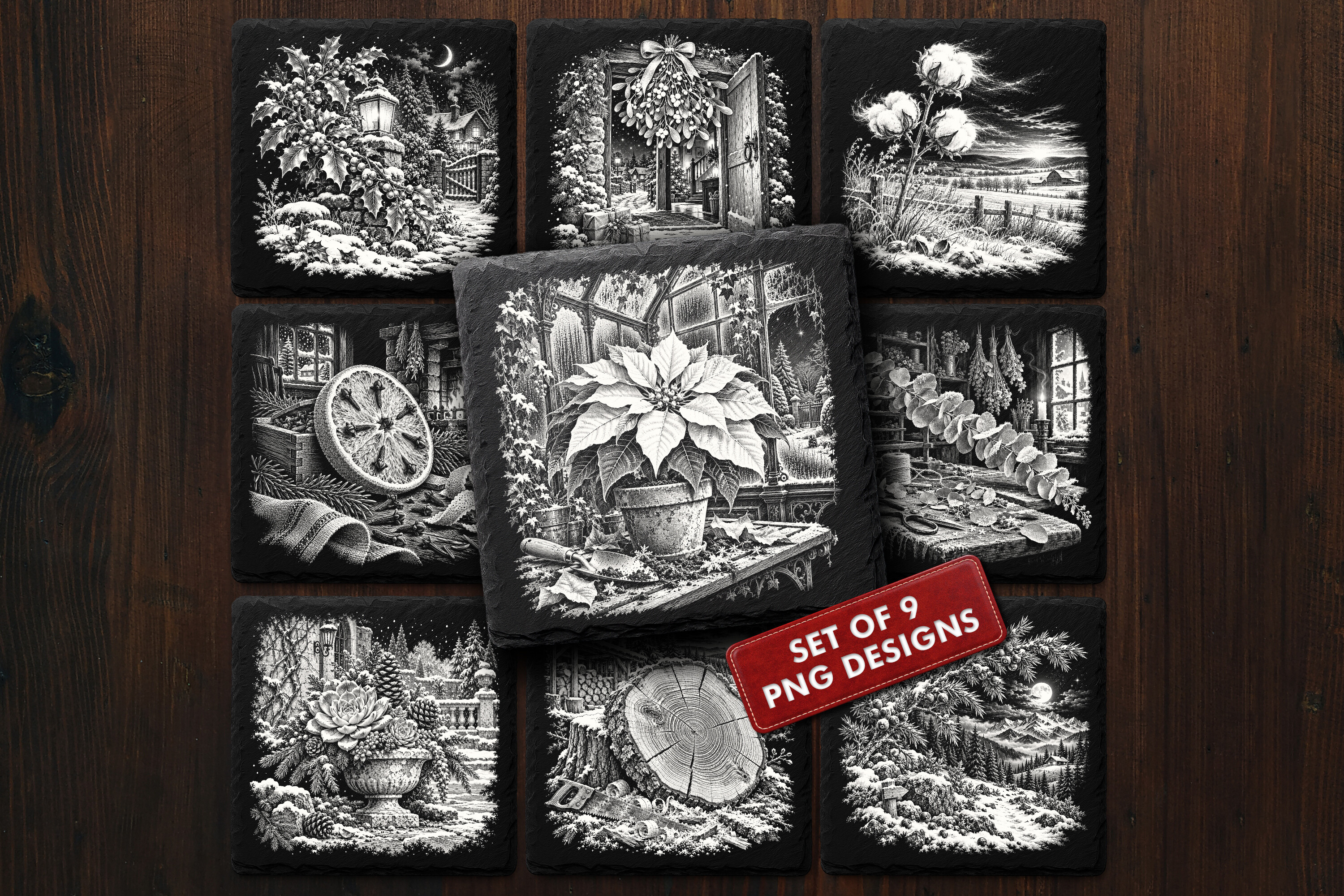Christmas Botanical — 9 Winter Plant Laser Engraving PNG Designs ...