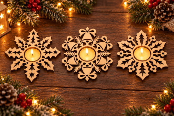 Christmas Candle Holder Laser Cut Bundle (Design 1) laser cut file
