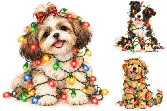Christmas Dog PNG Clipart Bundle