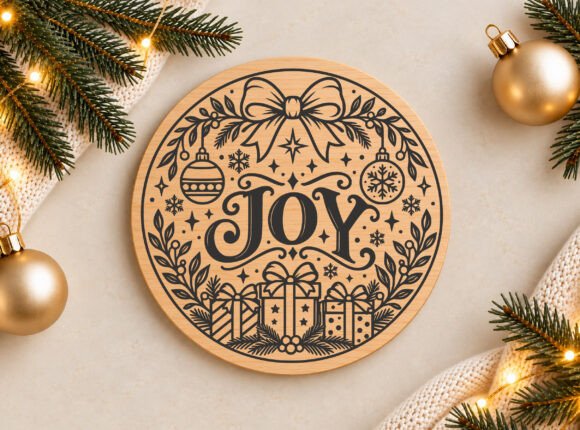 Christmas Holiday Joy Ornament SVG laser cut file