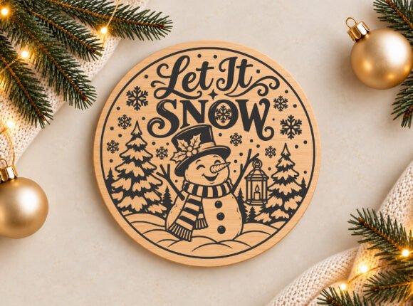 Christmas Let It Snow Snowman Ornament laser cut file