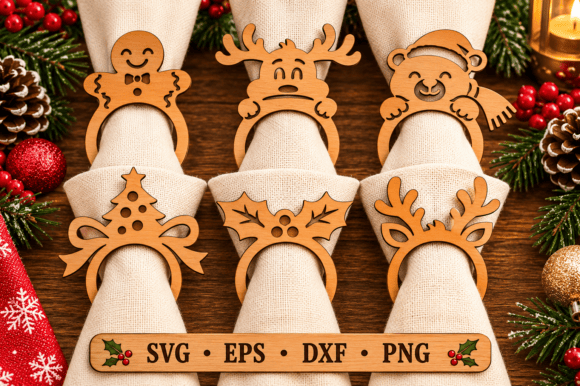 Christmas Napkin Rings Laser Cut SVG (Design 2) laser cut file