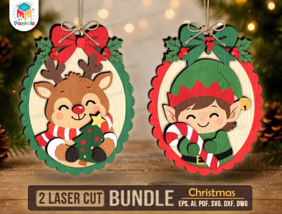 Christmas Ornament SVG Bundle (Design 15) laser cut file