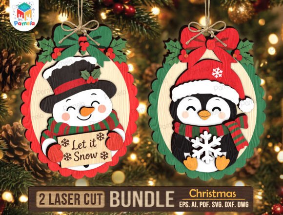 Christmas Ornament SVG Bundle (Design 16) laser cut file