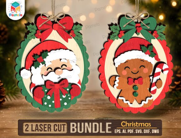 Christmas Ornament SVG Bundle (Design 17) laser cut file