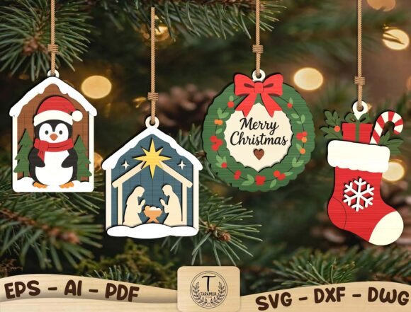 Christmas Ornament SVG Bundle (Design 19) laser cut file