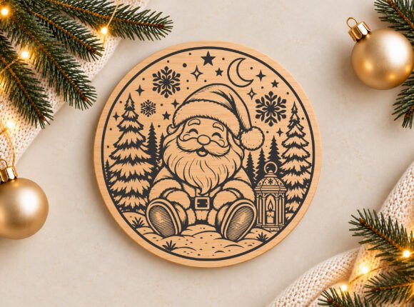 Christmas Santa Claus Ornament SVG laser cut file