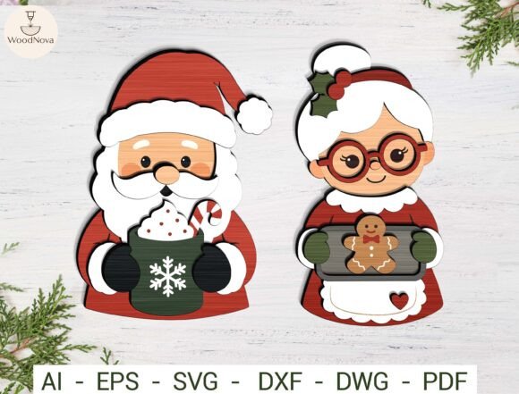 Christmas Santa and Mrs Claus SVG Bundle laser cut file