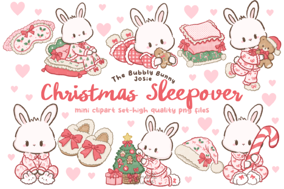Christmas Sleepover Bunny Clipart