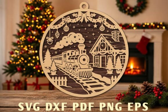 Christmas Train Ornament Laser Cut laser cut file