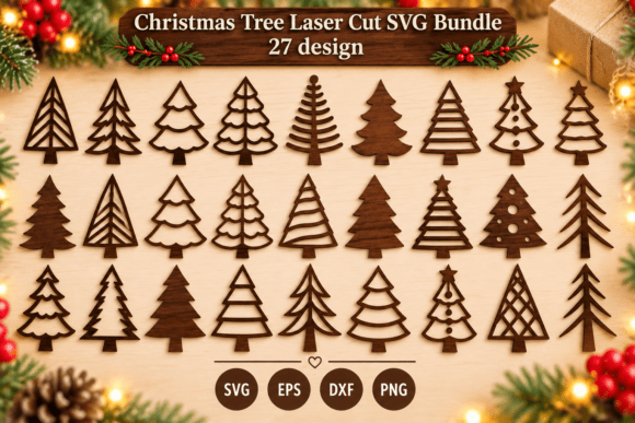 Christmas Tree Laser Cut SVG Bundle (Design 2) laser cut file