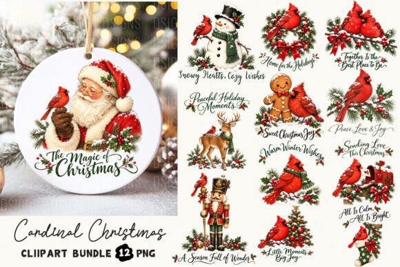 Cozy Christmas Png Cute Cardinal Bundle