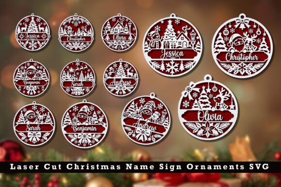 Laser Cut Christmas Ornaments SVG Bundle (Design 3) laser cut file