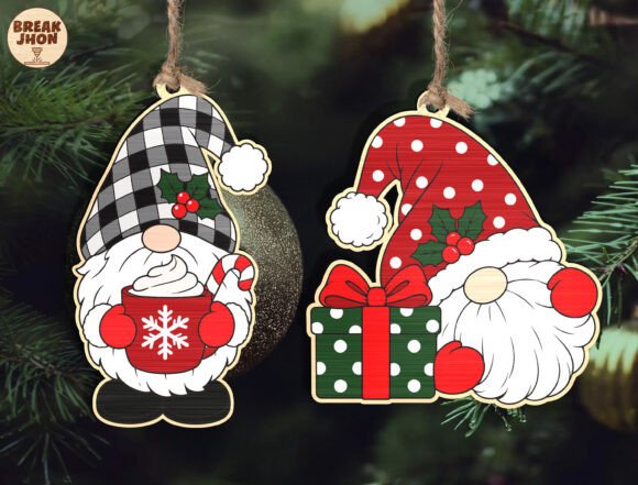 Layered Christmas Gnome Ornament SVG laser cut file