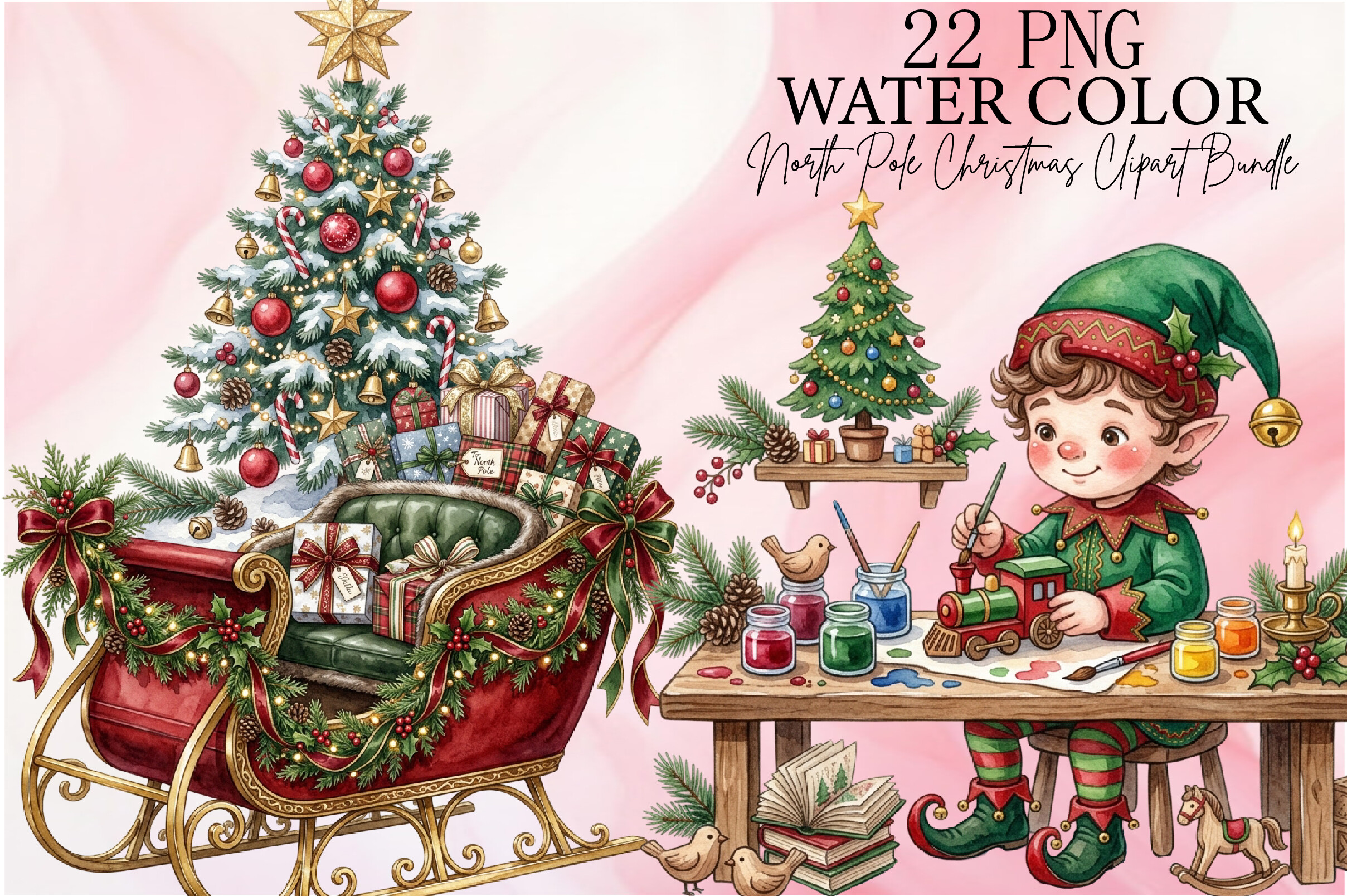 Poll Material North Pole Christmas Clipart Bundle Graphic by Unique designs shop ...