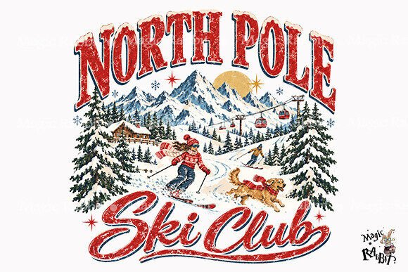 North Pole Ski Club Christmas PNG