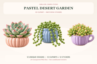 Pastel Cactus and Succulent Clipart Graphic by Carla Del Campo Studio ...