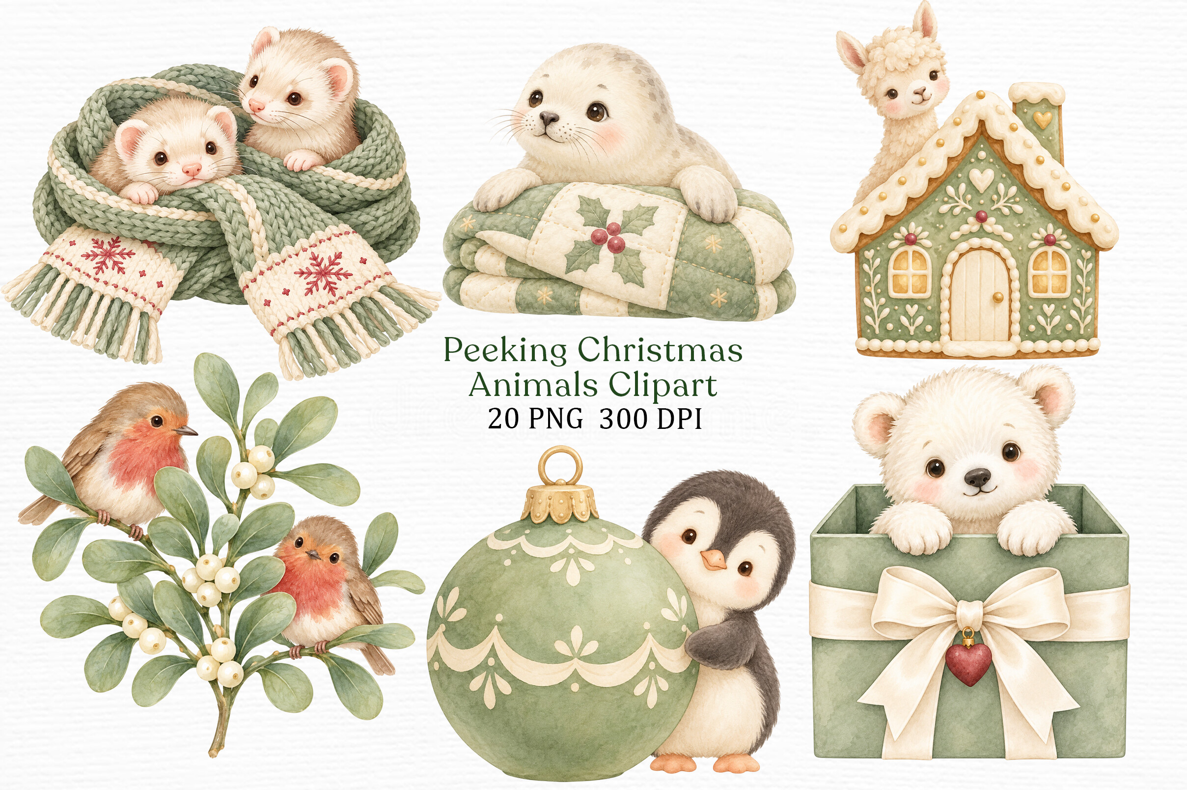 Zone Template Cursive Peeking Christmas Animals Clipart Graphic by PLAY ZONE · Creative Fabrica