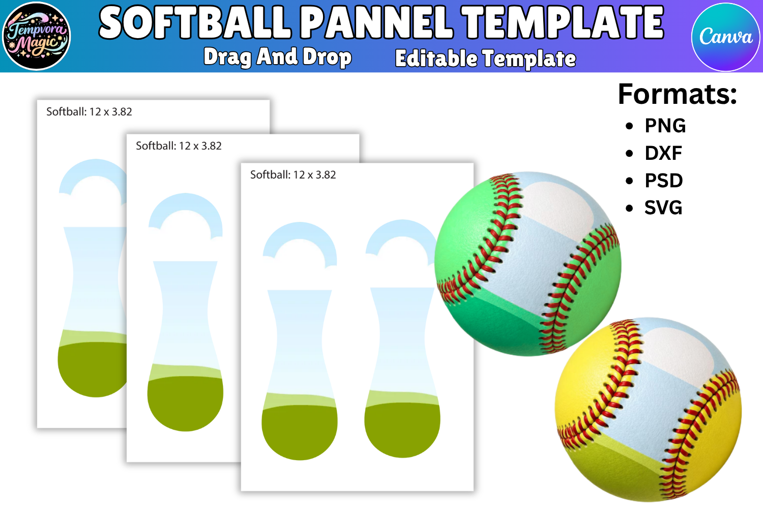 Softball Panel Canva Frame Template Graphic by Tempvora Magic ...
