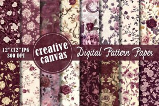 Vintage Burgundy Rose Digital Paper Graphic by Creative Canvas ...