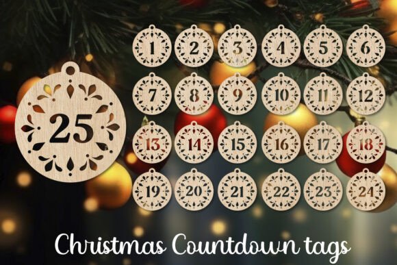 Christmas Advent Calendar Countdown Tags laser cut file