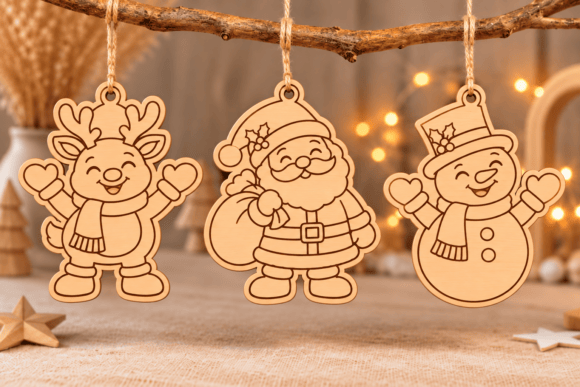 Christmas Character Ornament SVG Bundle (Design 2) laser cut file