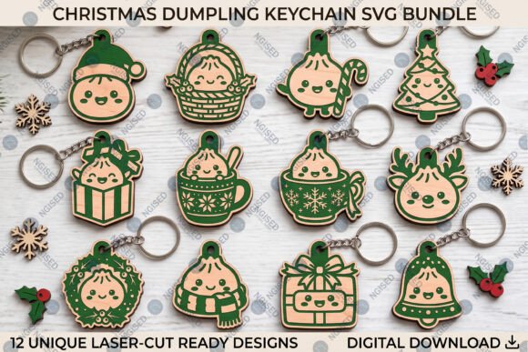 Christmas Dumpling Keychain SVG Bundle laser cut file