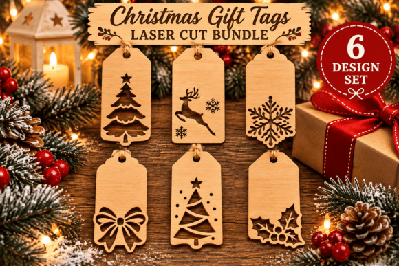 Christmas Gift Tags Laser Cut Bundle (Design 3) laser cut file