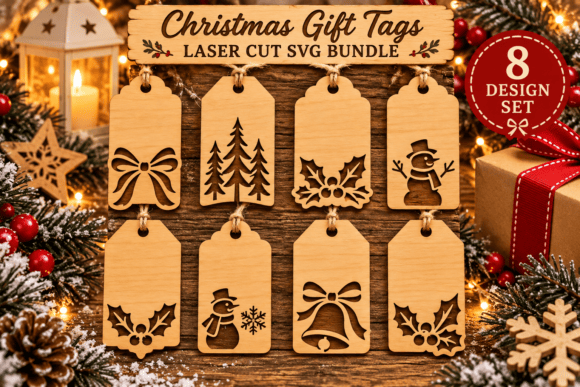 Christmas Gift Tags Laser Cut SVG Bundle (Design 1) laser cut file
